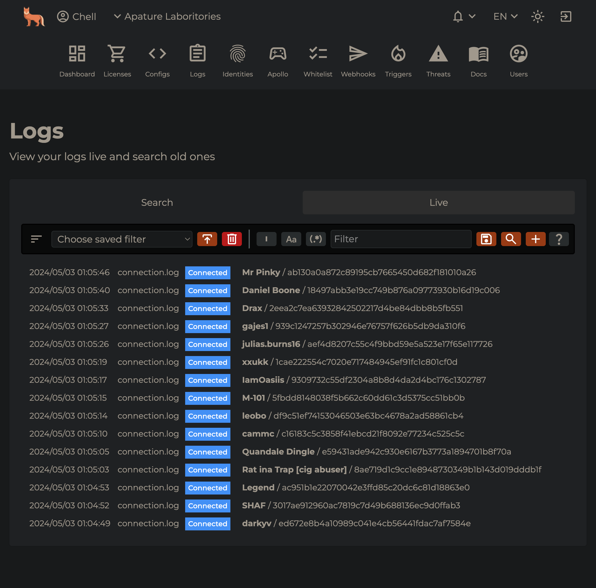 Live Logs